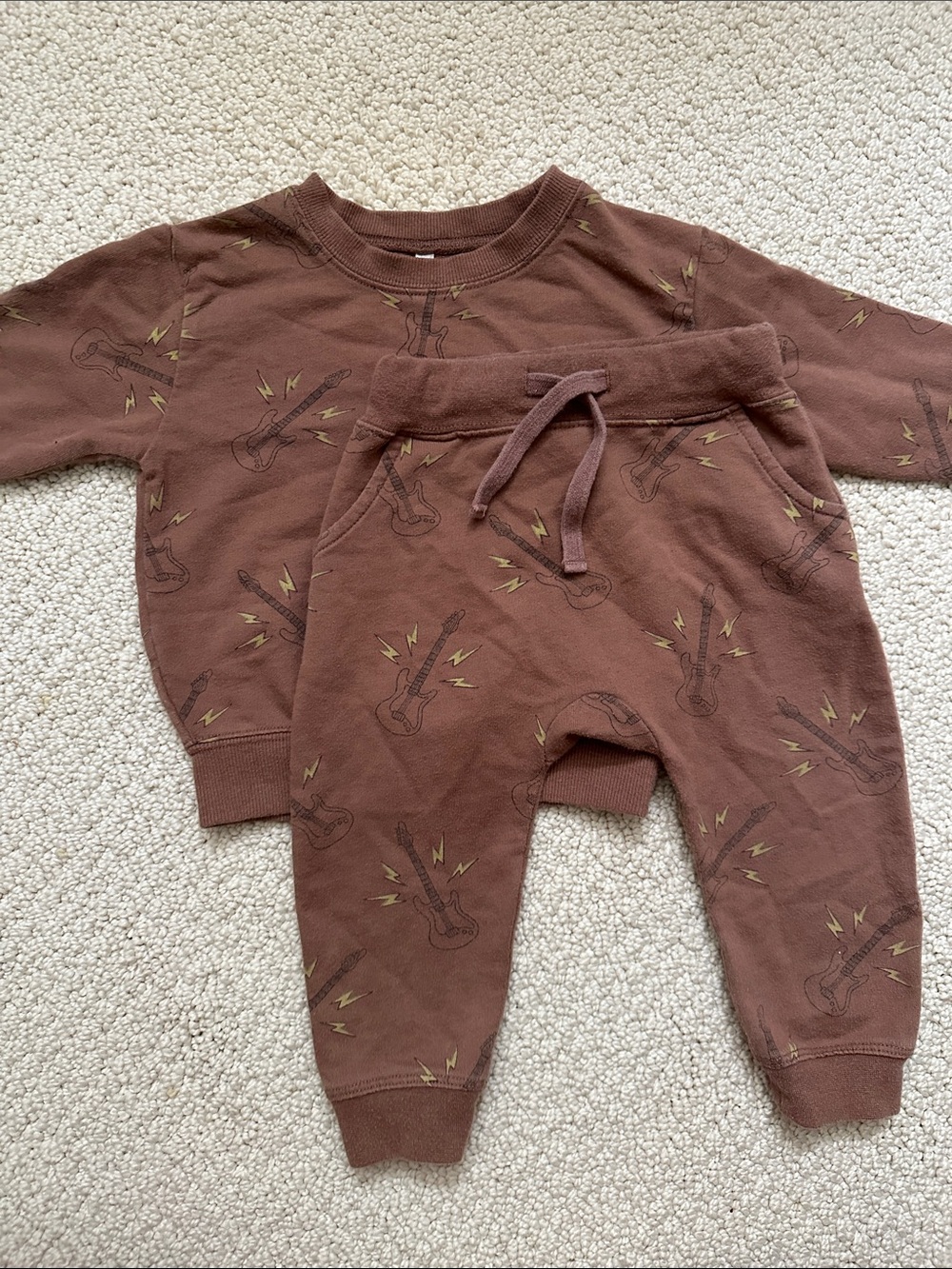 Kids Brown Guitar Sweats Set